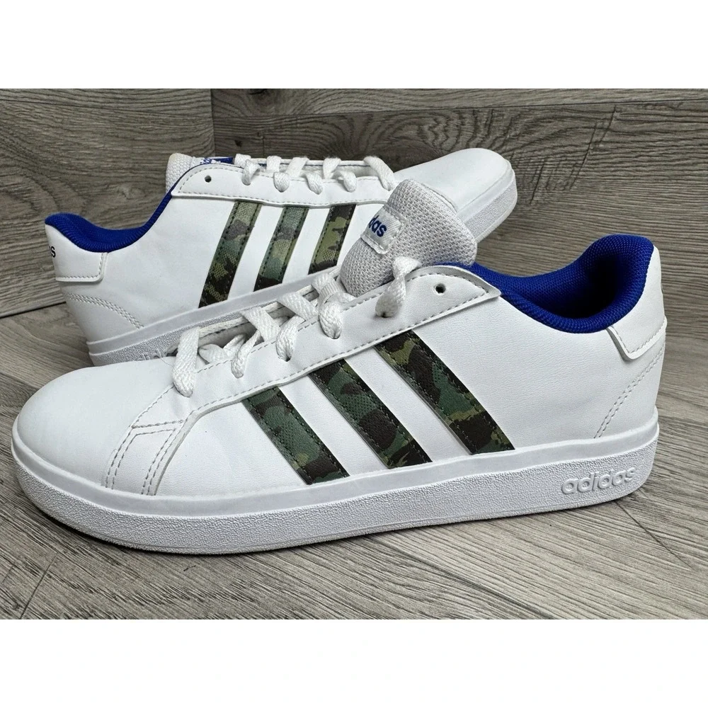 adidas Grand Court White Camo Blue Means Sneakers Size 5 Shoes